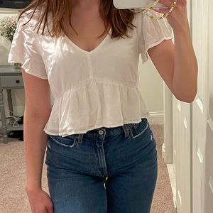 hollister white cropped blouse